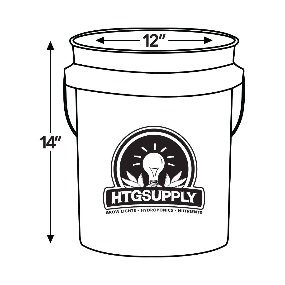 5 Gallon Black Bucket for Hydroponics HTG Supply