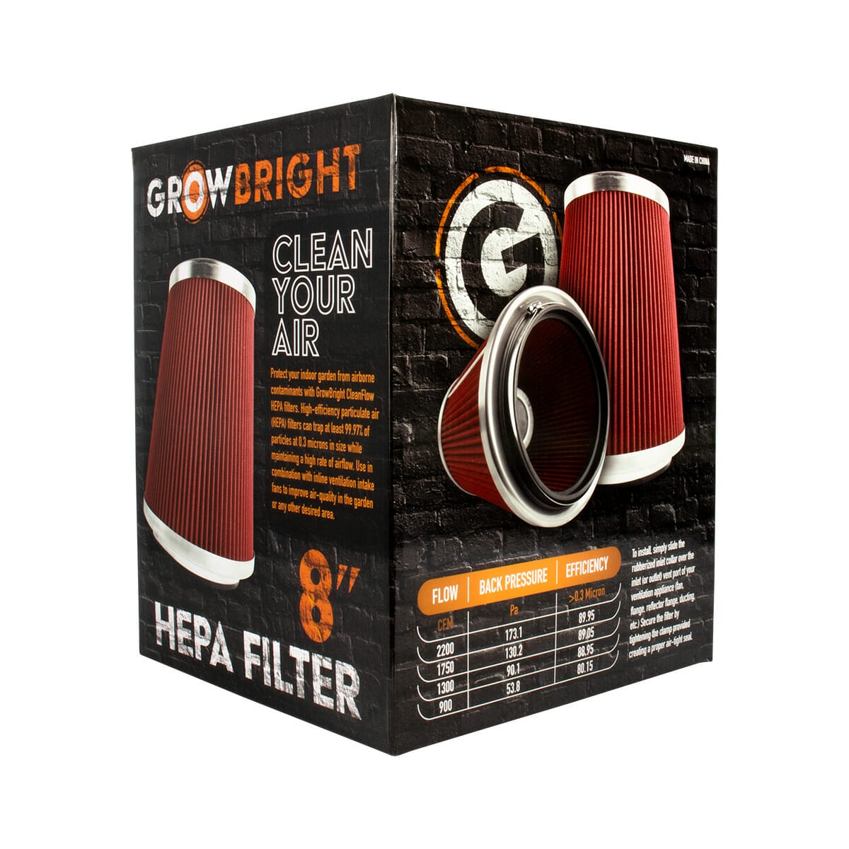 GrowBright 8" HEPA Filter Package Quarter View