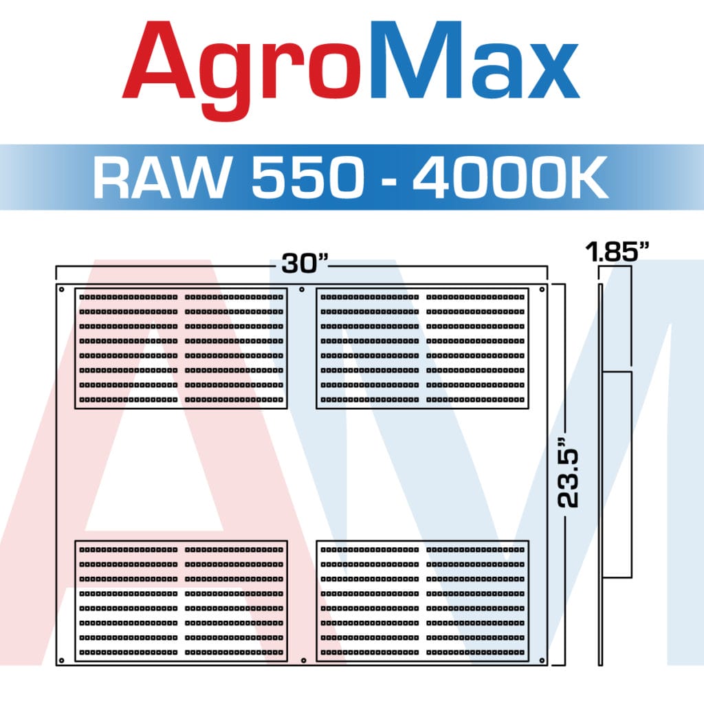 Agromax Raw 550 4000K Full Spectrum Led Dimensions