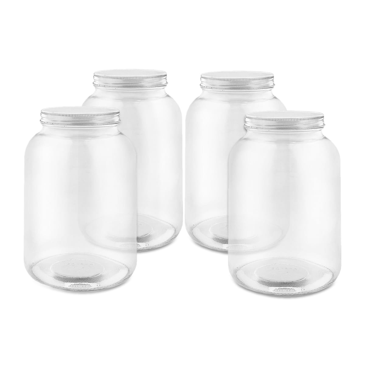One Gallon Wide Mouth Glass Jar with Lid-Set of 4