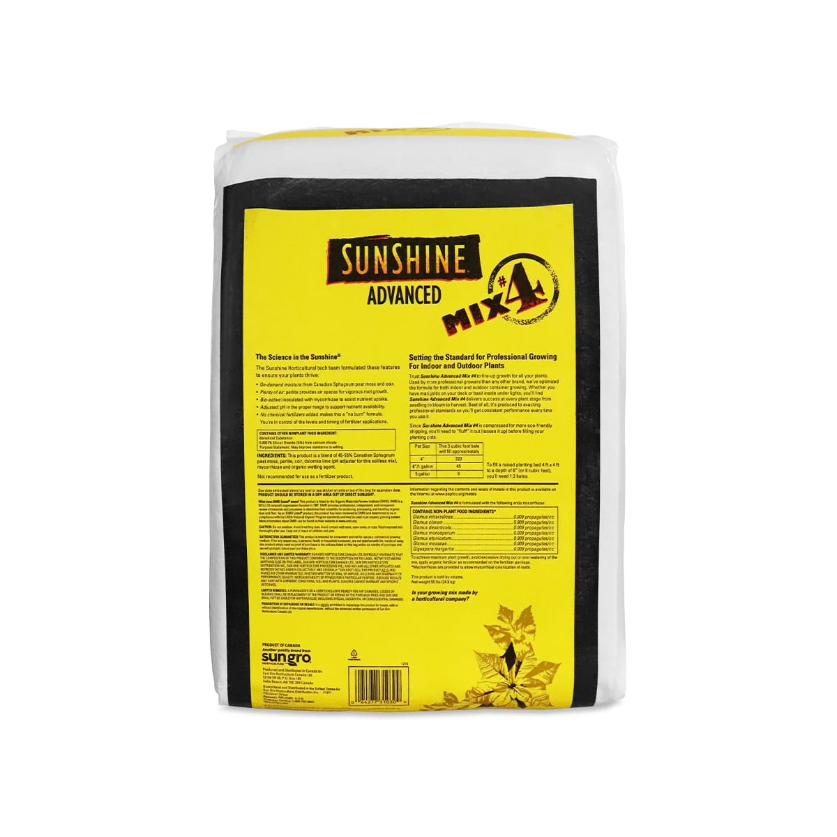 Sungro Sunshine 4 Advanced Growing Potting Mix Details