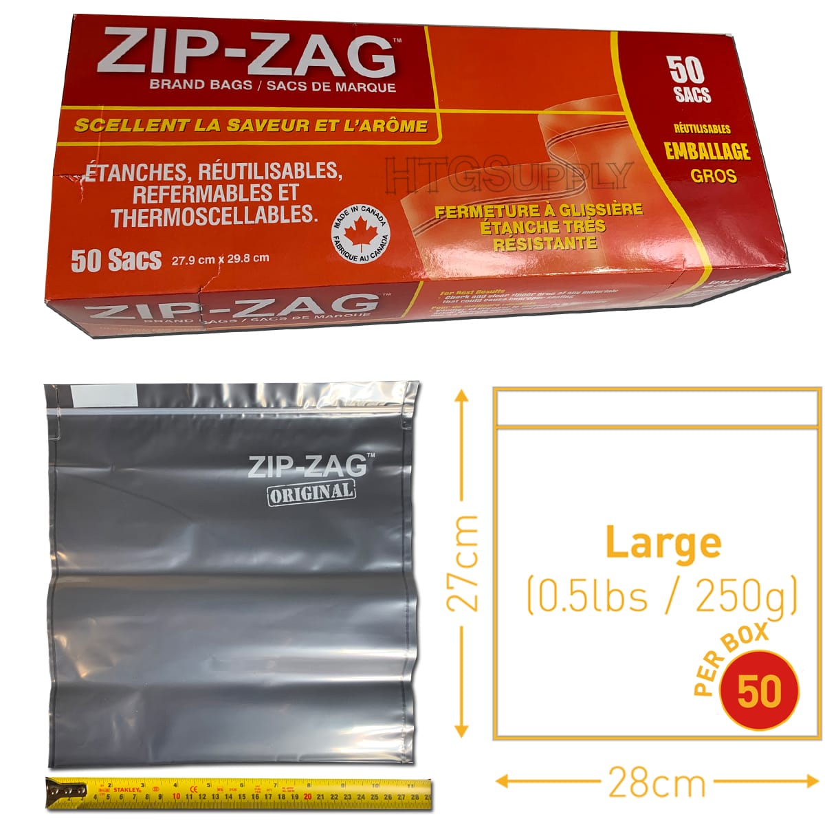 Large Zip Zag Bags - 50 Pack  HTG Supply Hydroponics & Grow Lights