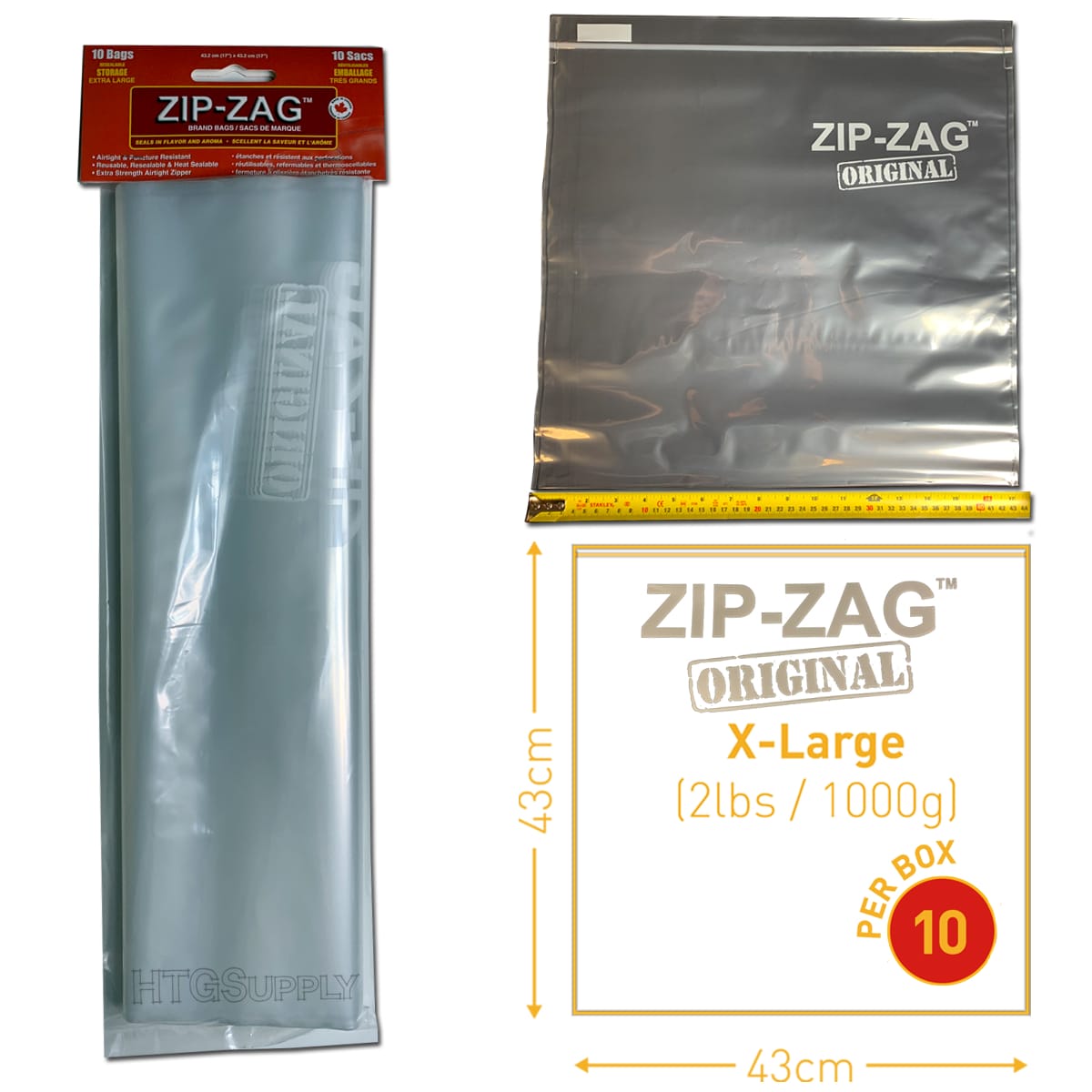 XL Zip Zag Bags - 10 Pack  HTG Supply Hydroponics & Grow Lights