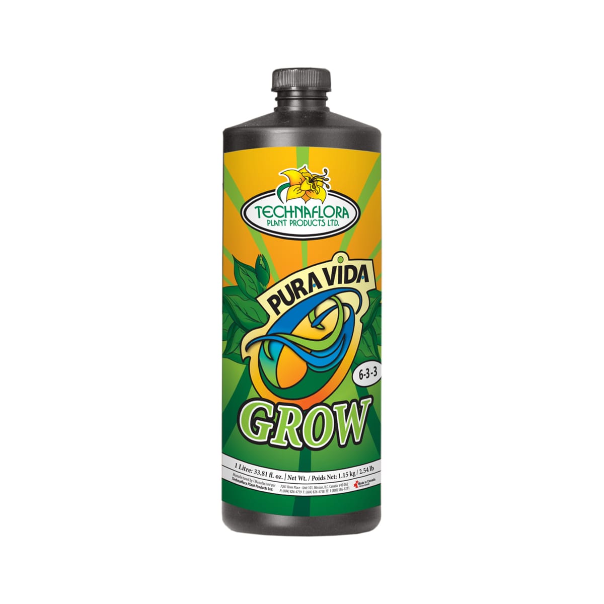 TechnaFlora PuraVida Grow 1L Bottle