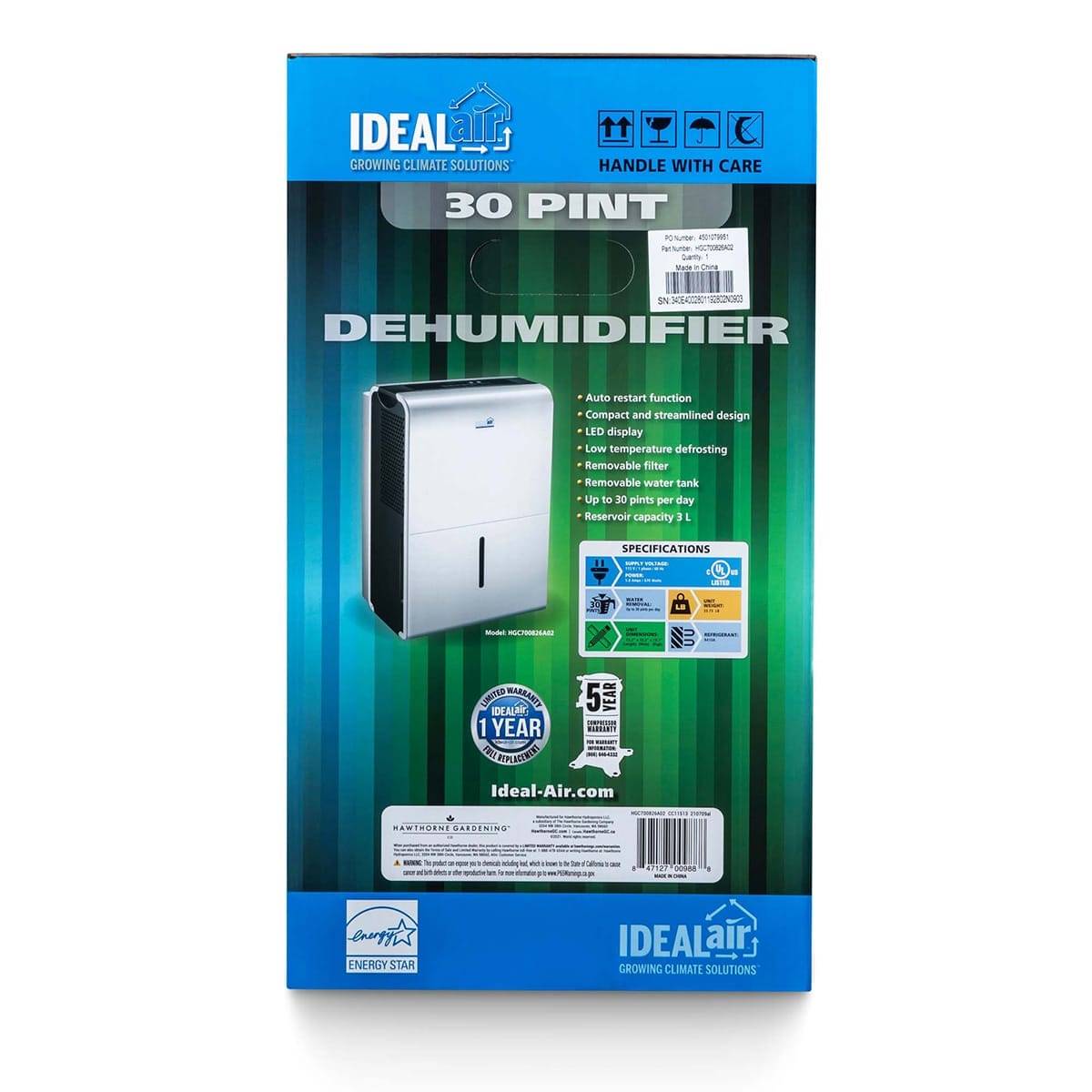 Ideal Air Dehumidifier 30pt Packaging 3