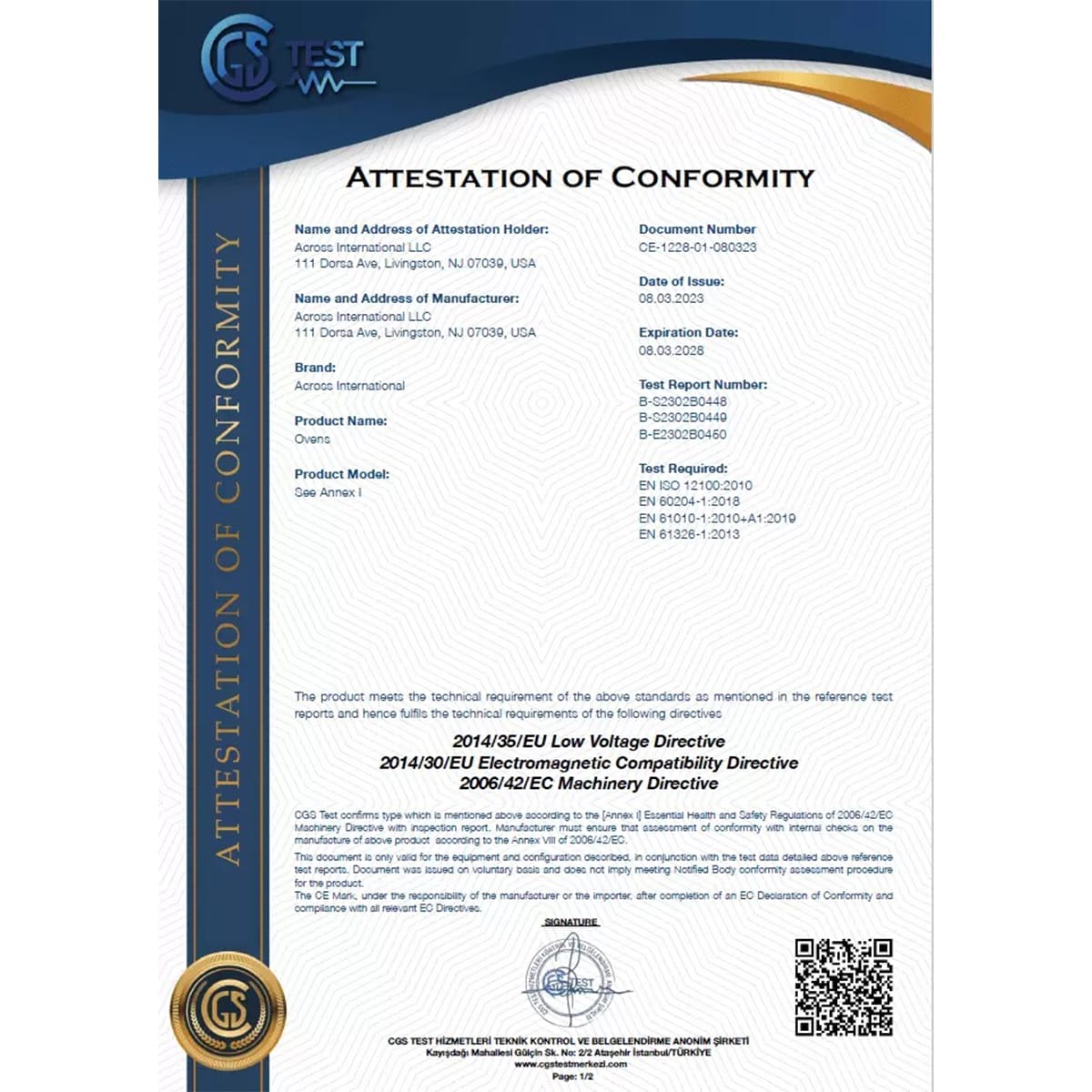 AccuTemp 1.9 Cu Ft Vacuum Oven CE Certification