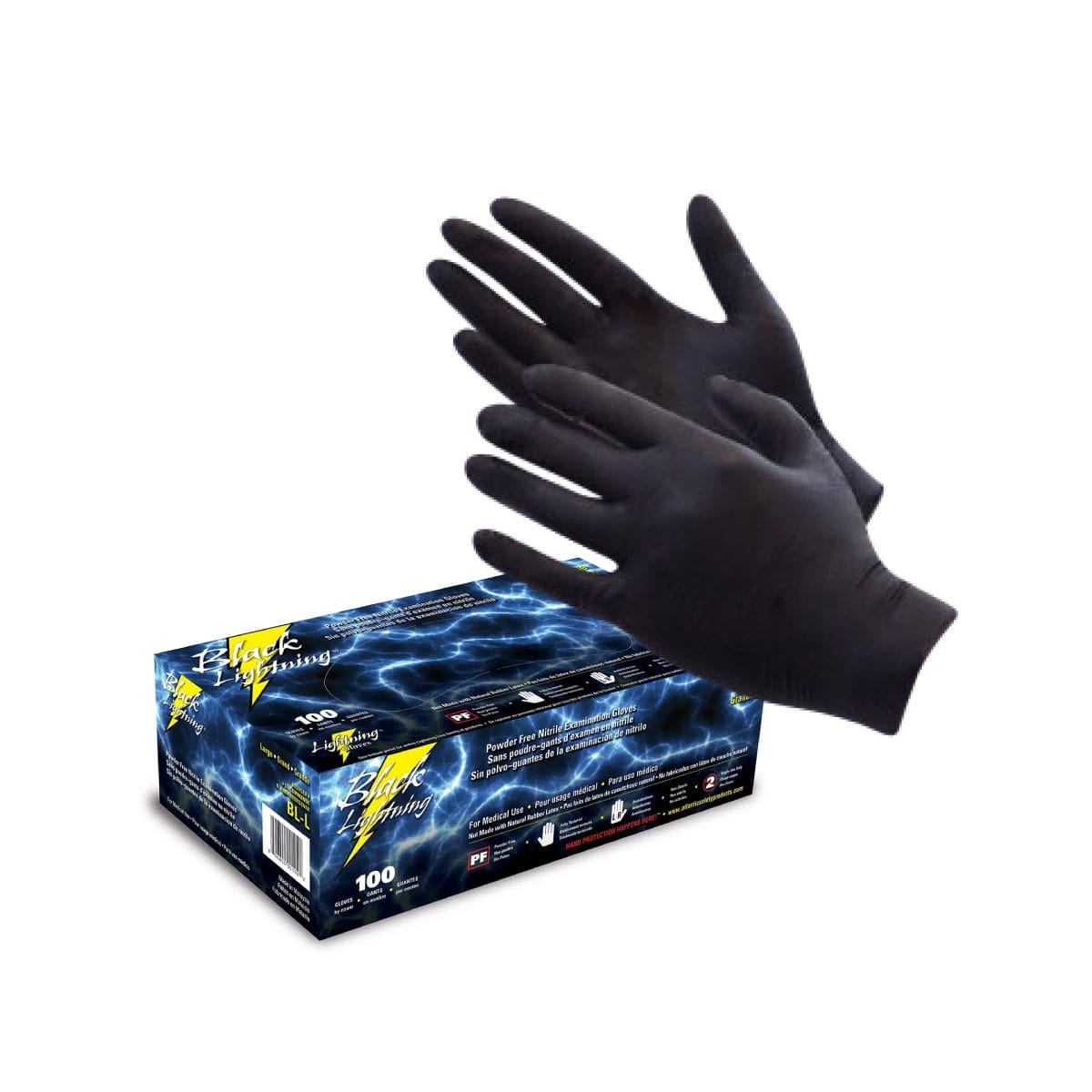 Black Lightning Nitrile Gloves - Size L 100 Pack | HTG Supply ...